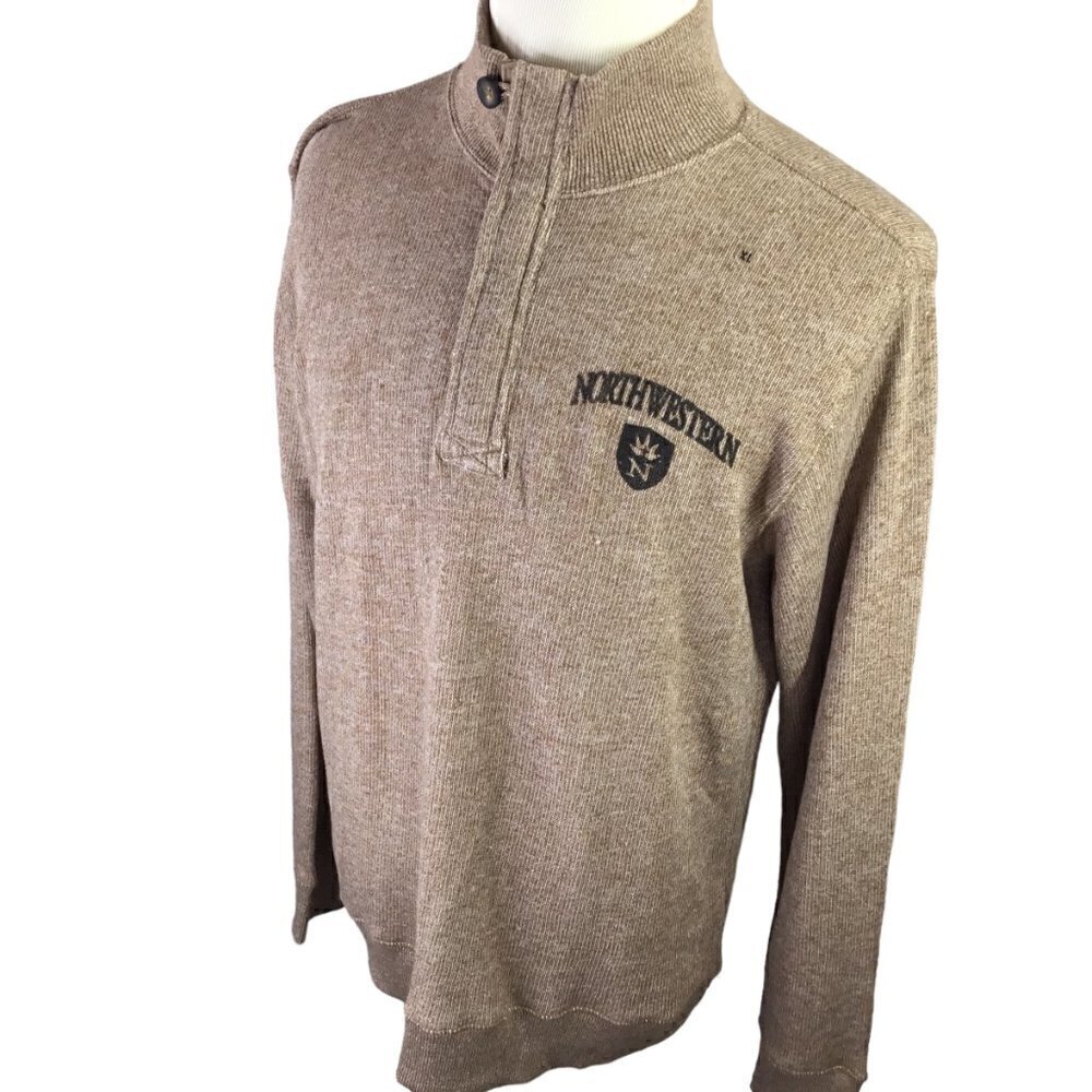 University of Northwestern St. Paul MN NWOT Men's Sweater Size XL 1/4 Zip Brown